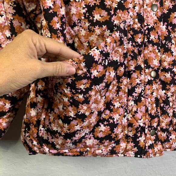 SOCIAL STANDARD By Sanctuary Coat M Jacket Quilted Twill Floral Mock Ne… - Picture 10 of 14